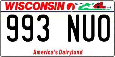 WI license plate 993NUO