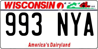 WI license plate 993NYA