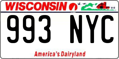 WI license plate 993NYC