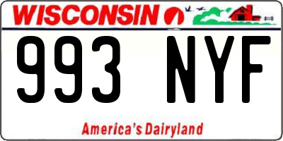 WI license plate 993NYF