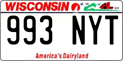 WI license plate 993NYT
