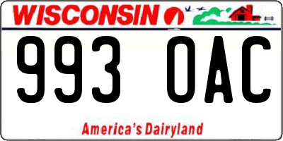 WI license plate 993OAC