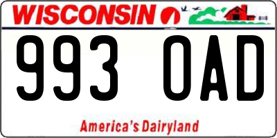 WI license plate 993OAD