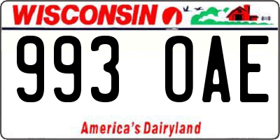 WI license plate 993OAE