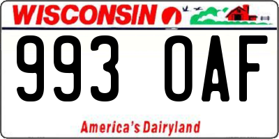 WI license plate 993OAF
