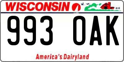 WI license plate 993OAK