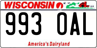 WI license plate 993OAL