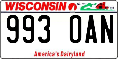 WI license plate 993OAN