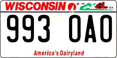 WI license plate 993OAO
