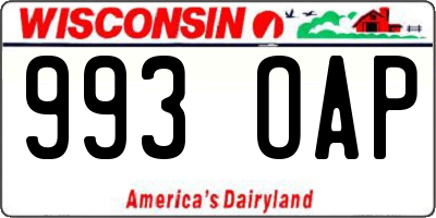 WI license plate 993OAP