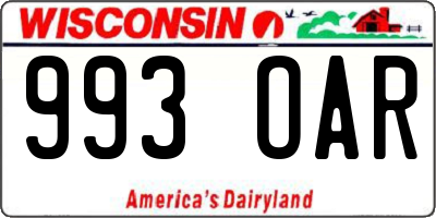 WI license plate 993OAR