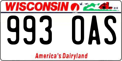 WI license plate 993OAS