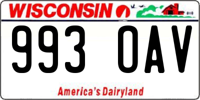 WI license plate 993OAV