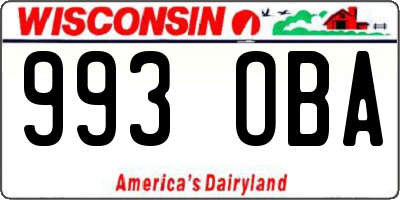 WI license plate 993OBA