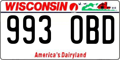 WI license plate 993OBD