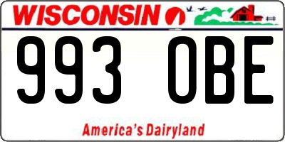 WI license plate 993OBE