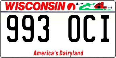 WI license plate 993OCI