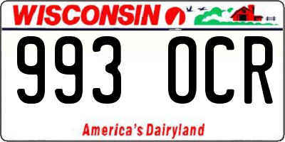 WI license plate 993OCR