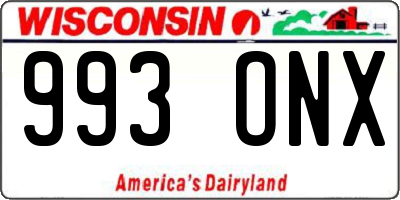 WI license plate 993ONX
