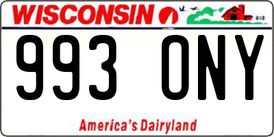 WI license plate 993ONY