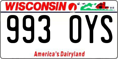 WI license plate 993OYS