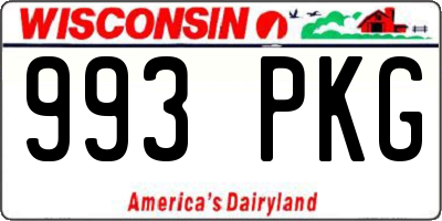 WI license plate 993PKG