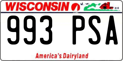 WI license plate 993PSA