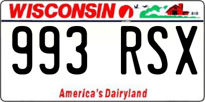 WI license plate 993RSX