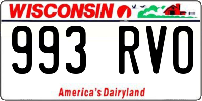 WI license plate 993RVO