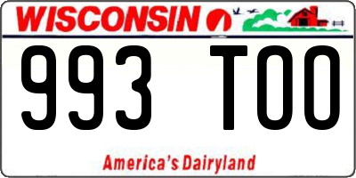 WI license plate 993TOO