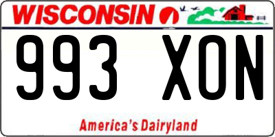 WI license plate 993XON