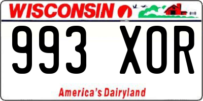 WI license plate 993XOR
