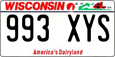 WI license plate 993XYS