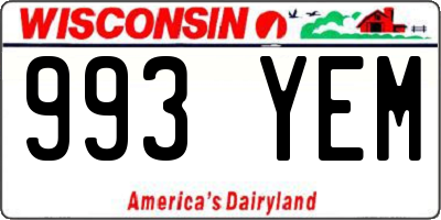 WI license plate 993YEM