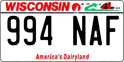 WI license plate 994NAF