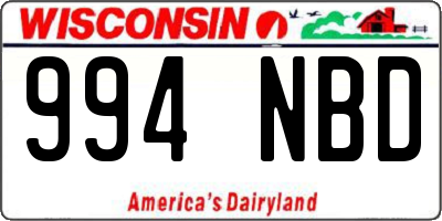 WI license plate 994NBD