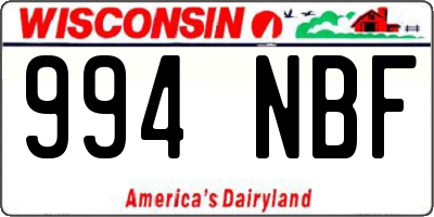WI license plate 994NBF