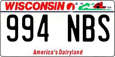 WI license plate 994NBS