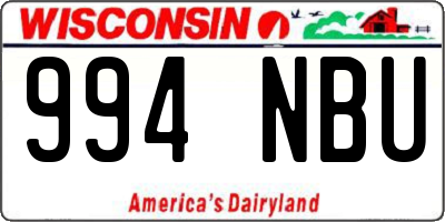 WI license plate 994NBU