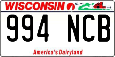 WI license plate 994NCB