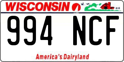 WI license plate 994NCF