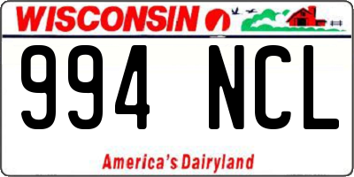 WI license plate 994NCL