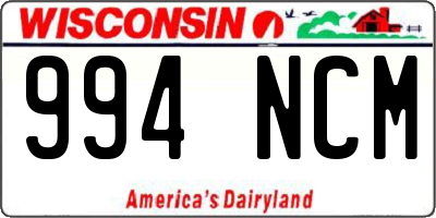 WI license plate 994NCM