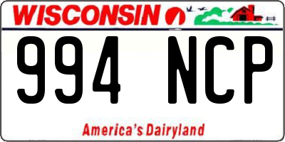 WI license plate 994NCP