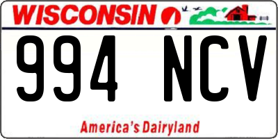 WI license plate 994NCV