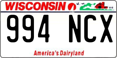 WI license plate 994NCX