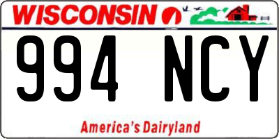 WI license plate 994NCY