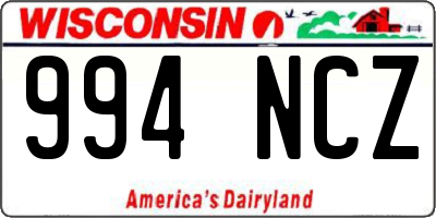 WI license plate 994NCZ