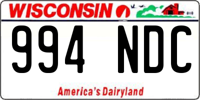 WI license plate 994NDC