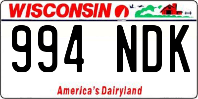 WI license plate 994NDK